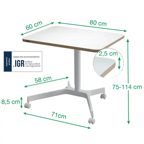 Ergo Compact Zitsta Mobiele Tafel - Afbeelding 4