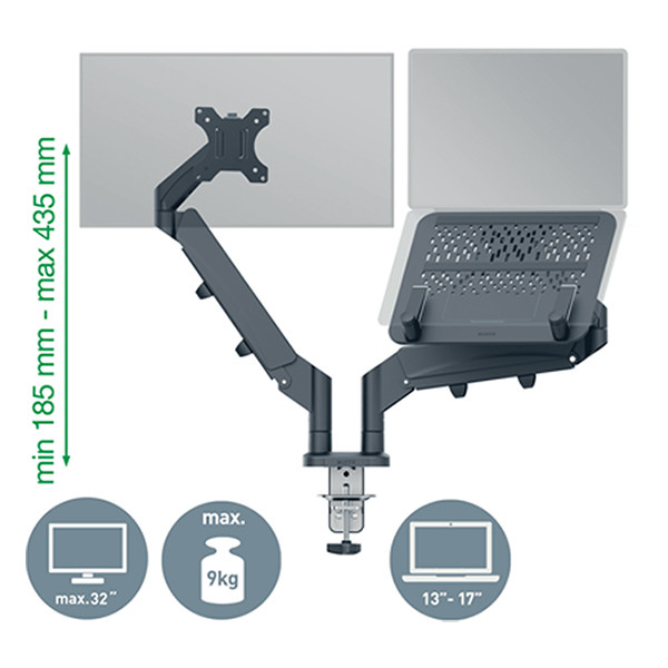 Dubbele monitorarm met laptoparm - Afbeelding 6